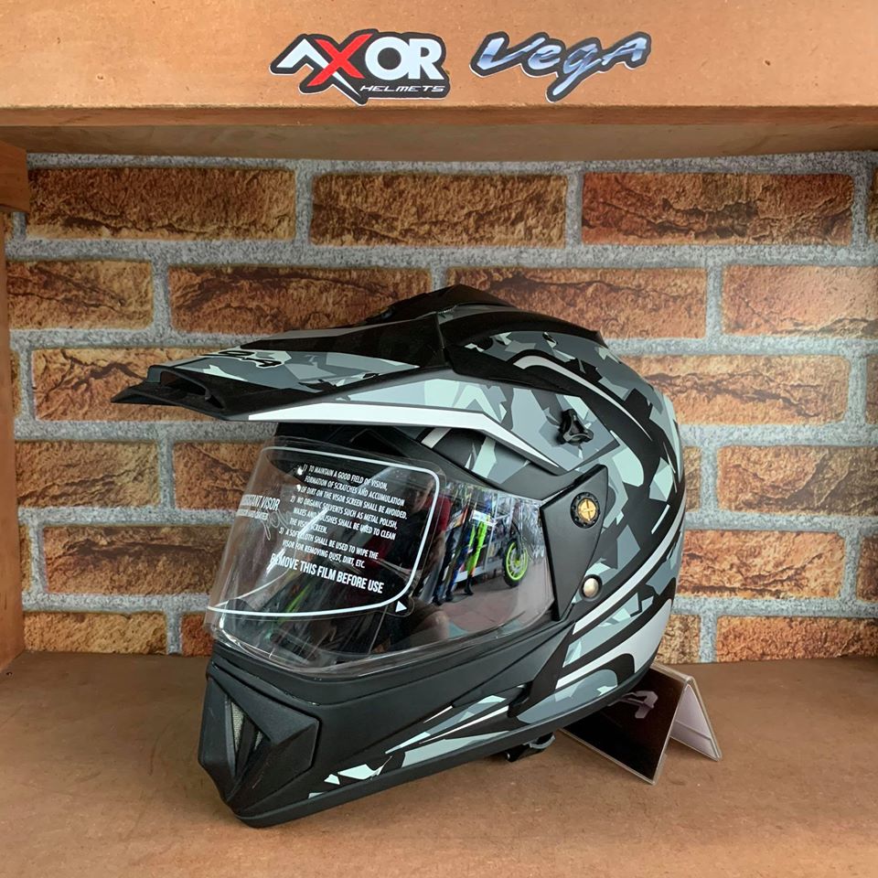 VEGA Helmets Off Road D/V Camo Dull Black Silver Helmet - KMX Helmets