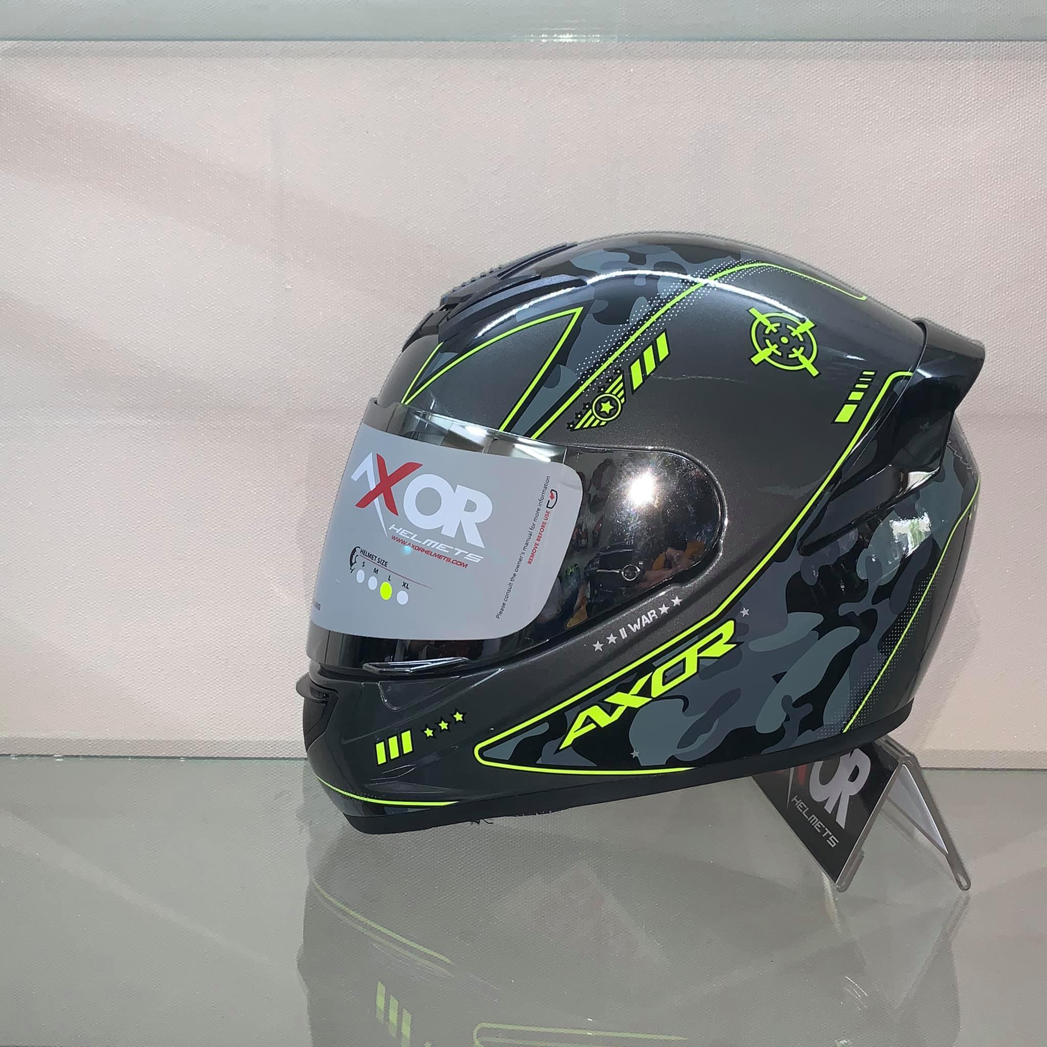 AXOR RAGE Matt Camo Gray lime - KMX Helmets